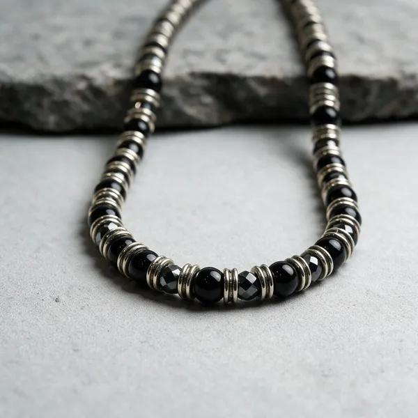 Black_Natural_Stone_Minimalist_Necklace_For_Unisex