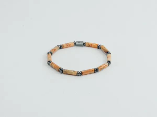 Gold_Landscape_Jasper_Tube_Cut_Natural_Stone_Bracelet_For_Unisex