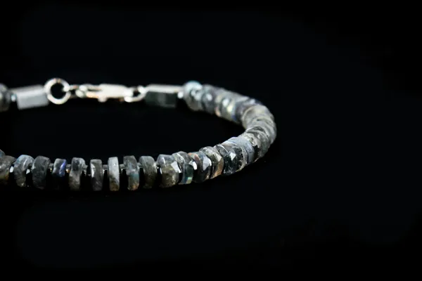 Black_And_Brown_Natural_Labradorite_Stone_Clasp_Bracelet_For_Unisex