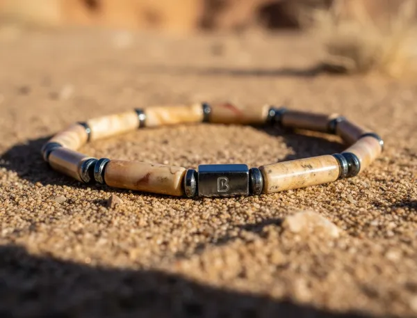 Gold_Landscape_Jasper_Tube_Cut_Natural_Stone_Bracelet_For_Unisex
