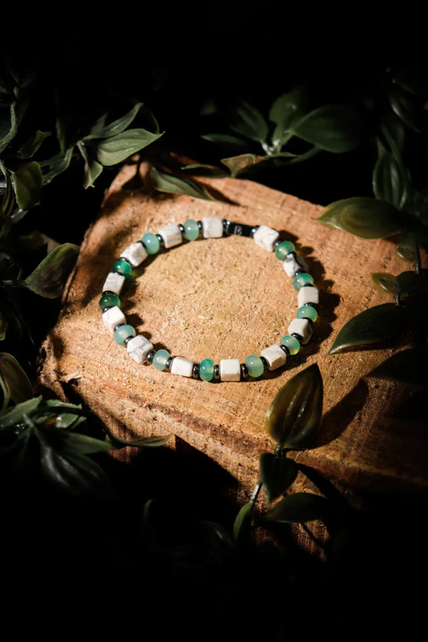 White_Howlite_&_Green_Jade_Natural_Stone_Bracelet_For_Unisex