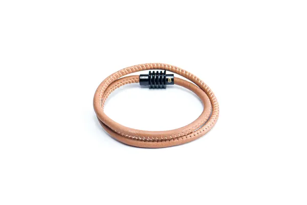 Brown_Nappa_Leather_Looped_Magsnap_Bracelet_For_Unisex