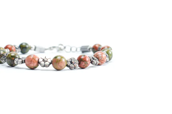 Green_And_Red_Unakite_Jasper_Natural_Stone_Bracelet_For_Unisex