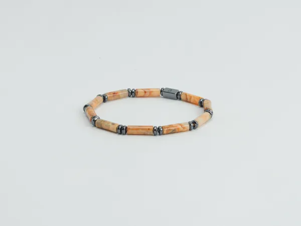 Gold_Landscape_Jasper_Tube_Cut_Natural_Stone_Bracelet_For_Unisex