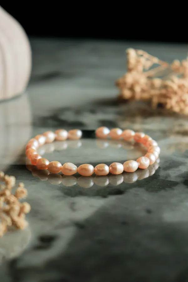 Peach_Sea_Pearl_Clasp_Bracelet_For_Unisex