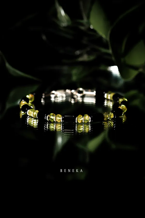 Black_Green_Onyx_Peridot_Natural_Stone_Bracelet_For_Unisex