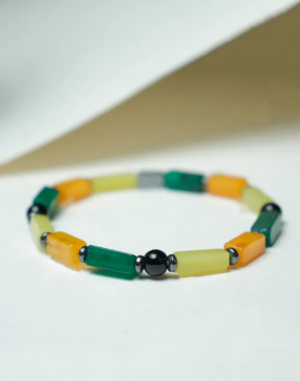 Multicolour_Howlite_Emerald_Black_Onyx_Slip-On_Bracelet_For_Unisex