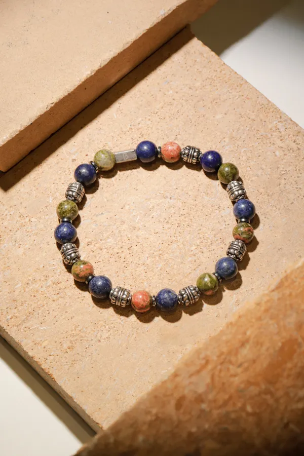 Lapis_Lazuli_&_Unakite_Jasper_Slip-On_Bracelet_For_Unisex