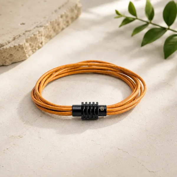 Brown_Neo_Orange_Leather_Bracelet_For_Unisex