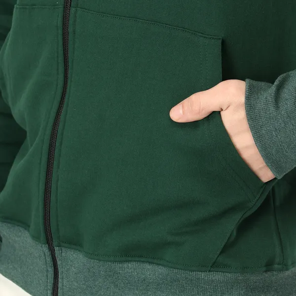 Green_Knit_Regular_Fit_Zip-Up_Hoodie_For_Men