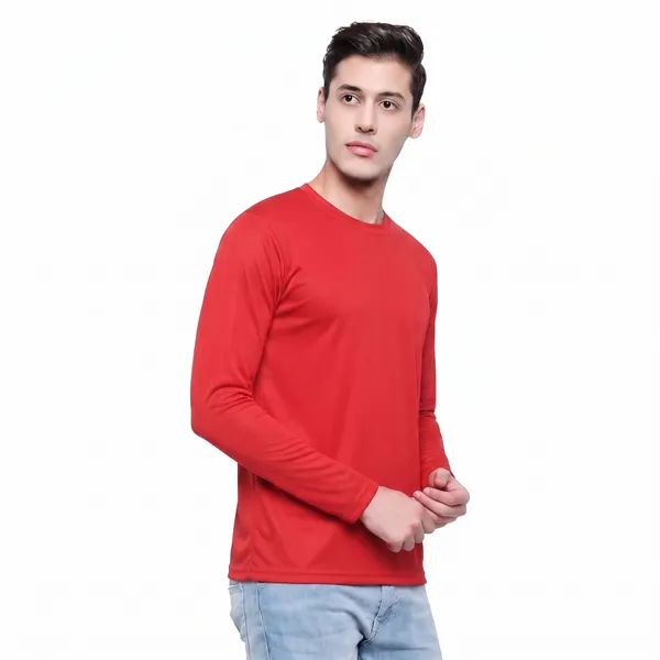 Red_Long_Sleeve_Crew_Neck_T-Shirt_For_Men