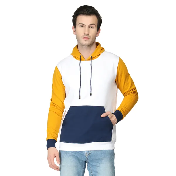 Yellow_And_Navy_Colorblock_Regular_Fit_Hoodie_For_Men