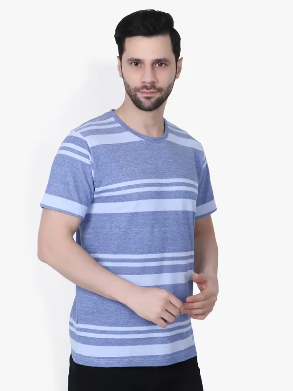 Purple_And_White_Striped_Regular_Fit_T-Shirt_For_Men