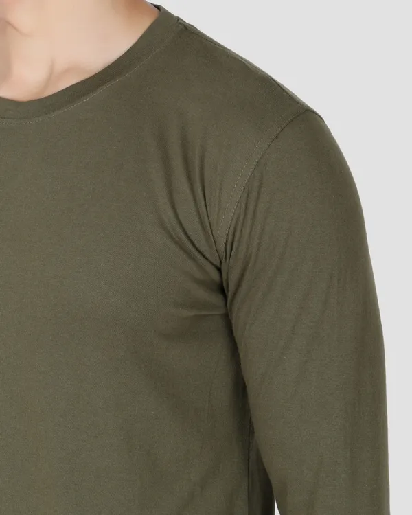 Olive_Full_Sleeve_Crew_Neck_T-Shirt_For_Men