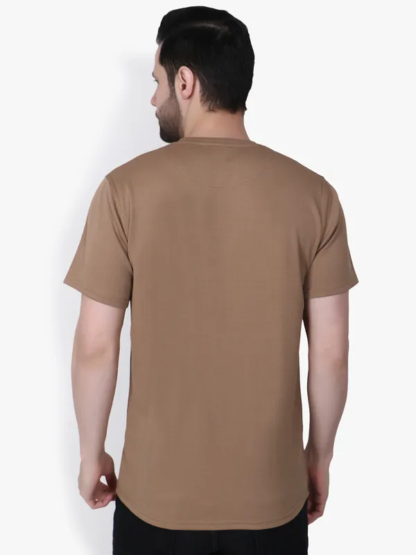 Brown_Crew_Neck_Regular_Fit_T-Shirt_For_Men