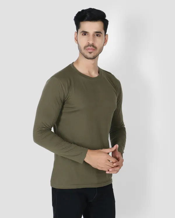 Olive_Full_Sleeve_Crew_Neck_T-Shirt_For_Men