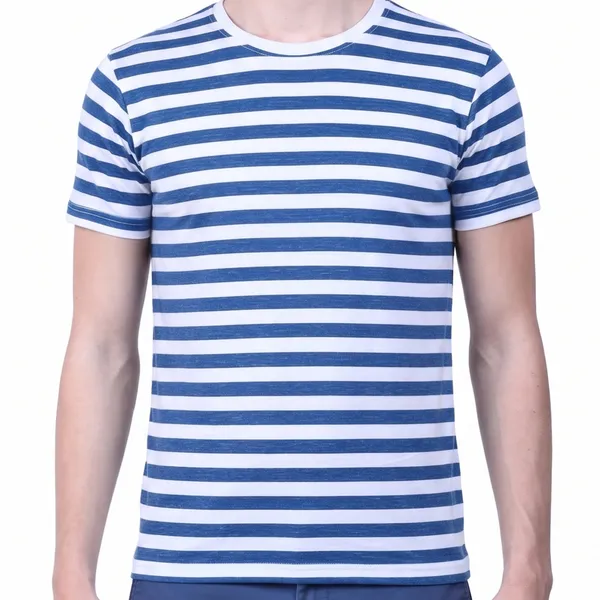 Blue_Striped_Casual_T-Shirt_For_Men