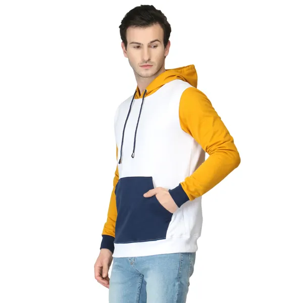 Yellow_And_Navy_Colorblock_Regular_Fit_Hoodie_For_Men