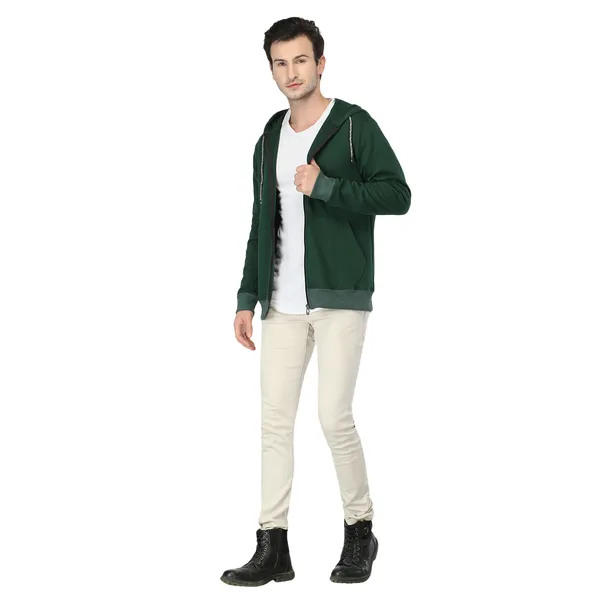 Green_Knit_Regular_Fit_Zip-Up_Hoodie_For_Men