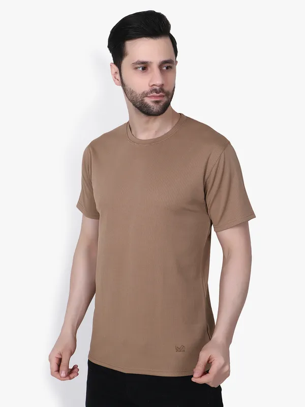 Brown_Crew_Neck_Regular_Fit_T-Shirt_For_Men