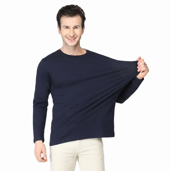 Navy_And_Black_Stretch_Full_Sleeve_T-Shirt_For_Men