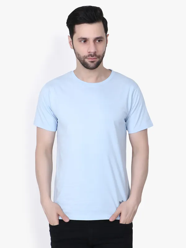 Light_Blue_Regular_Fit_Crew_Neck_T-Shirt_For_Men