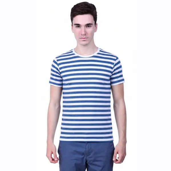 Blue_Striped_Casual_T-Shirt_For_Men