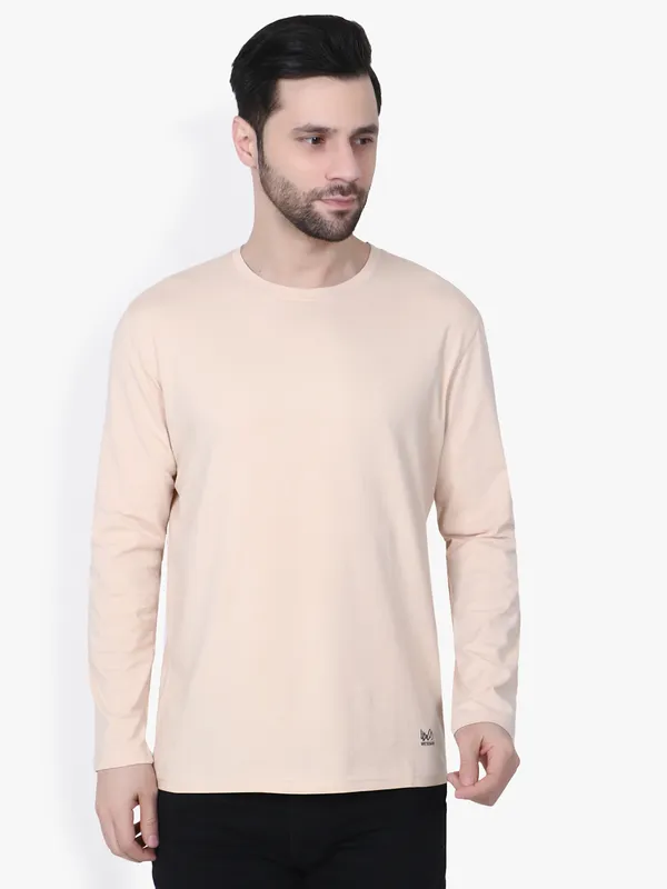 Beige_Regular_Fit_Full_Sleeve_T-Shirt_For_Men
