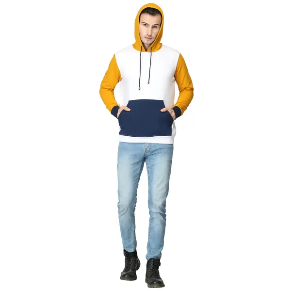 Yellow_And_Navy_Colorblock_Regular_Fit_Hoodie_For_Men