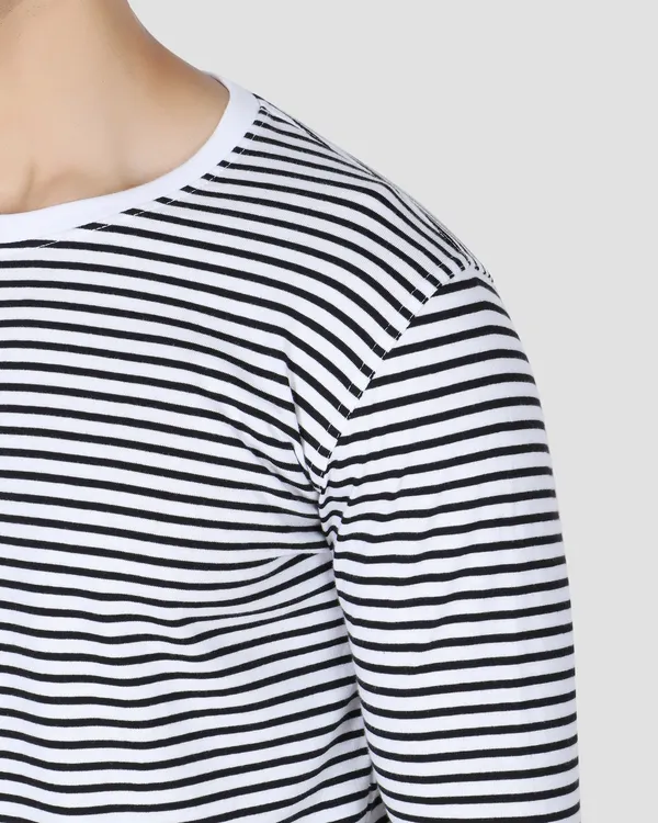 White_And_Black_Striped_Full_Sleeve_T-Shirt_For_Men