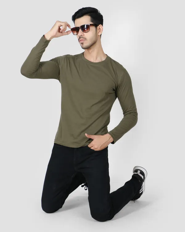 Olive_Full_Sleeve_Crew_Neck_T-Shirt_For_Men