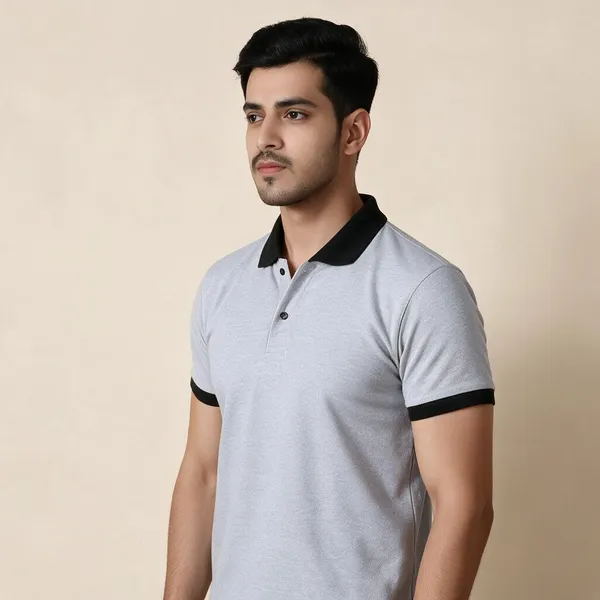 Light_Grey_Textured_Regular_Fit_Polo_T-Shirt_For_Men