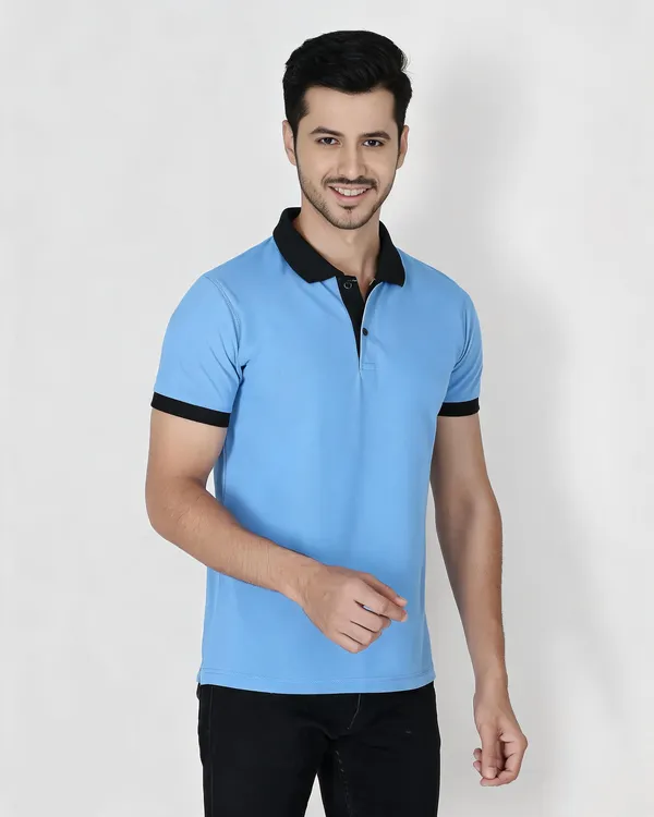 Blue_Textured_Regular_Fit_Polo_T-Shirt_For_Men