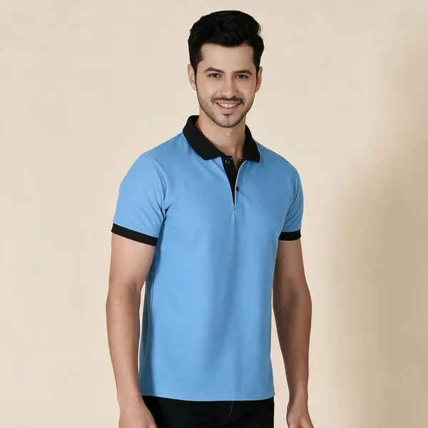 Blue_Textured_Regular_Fit_Polo_T-Shirt_For_Men