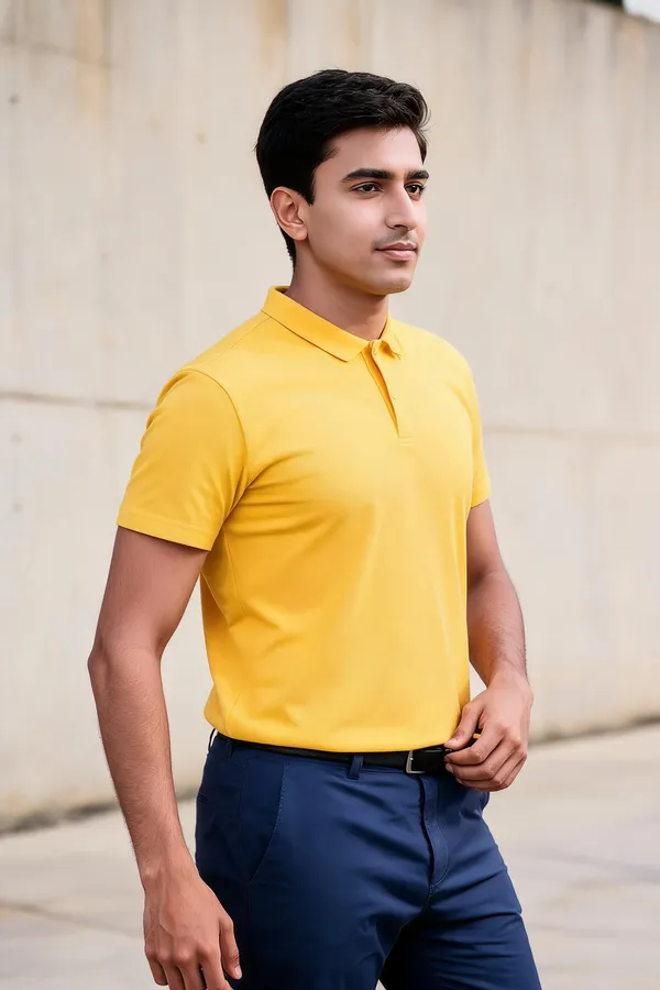 Yellow_Regular_Fit_Polo_T-Shirt_For_Men