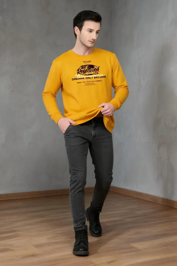 Yellow_Printed_Crew_Neck_Sweatshirt_For_Men
