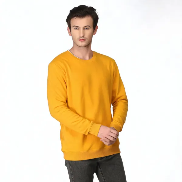 Yellow_Regular_Fit_Crew_Neck_Sweatshirt_For_Men