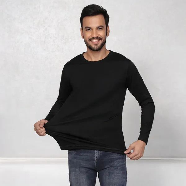 Navy_And_Black_Stretch_Full_Sleeve_T-Shirt_For_Men