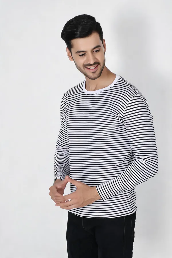 White_And_Black_Striped_Full_Sleeve_T-Shirt_For_Men
