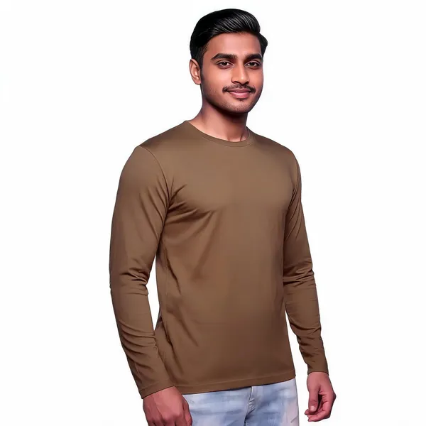 Brown_Regular_Fit_Full_Sleeve_T-Shirt_For_Men
