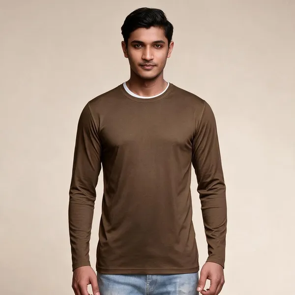 Brown_Regular_Fit_Full_Sleeve_T-Shirt_For_Men