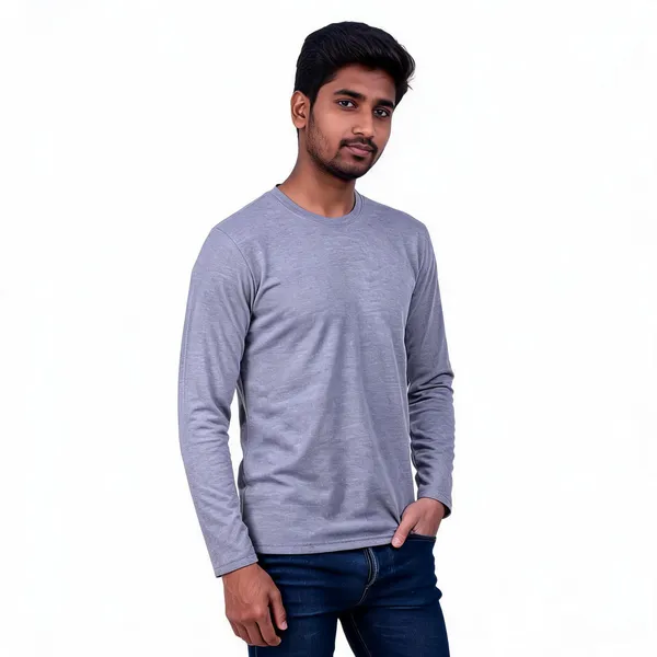 Grey_Regular_Fit_Full_Sleeve_T-Shirt_For_Men