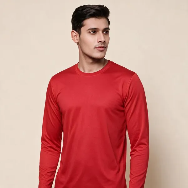 Red_Long_Sleeve_Crew_Neck_T-Shirt_For_Men