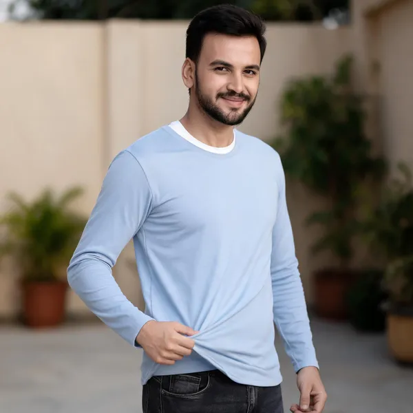 Light_Blue_Regular_Fit_Full_Sleeve_T-Shirt_For_Men