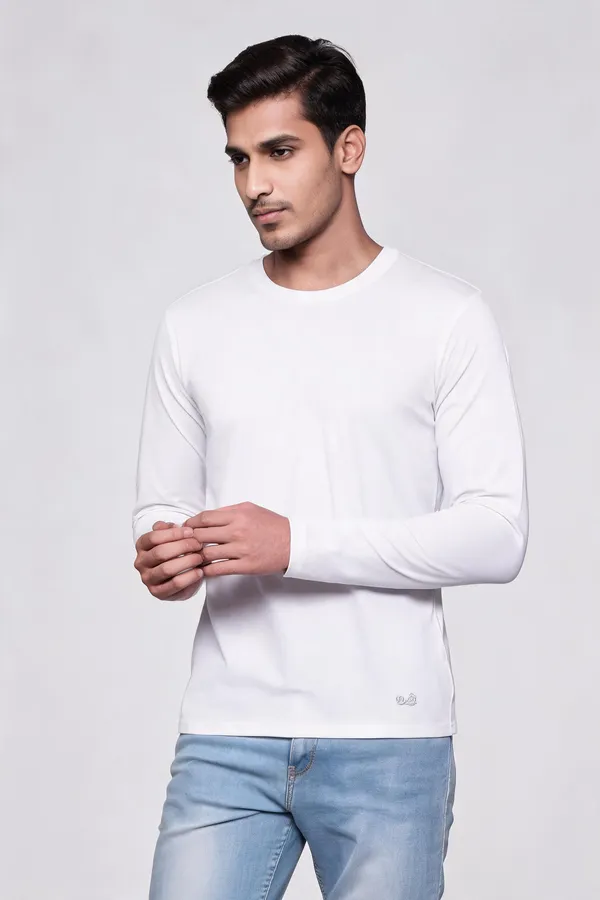 White_Long_Sleeve_Crew_Neck_T-Shirt_For_Men