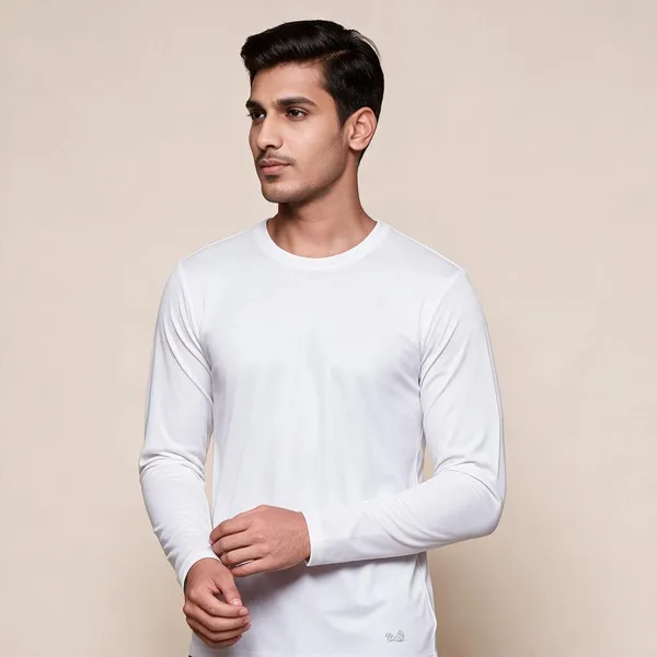 White_Long_Sleeve_Crew_Neck_T-Shirt_For_Men
