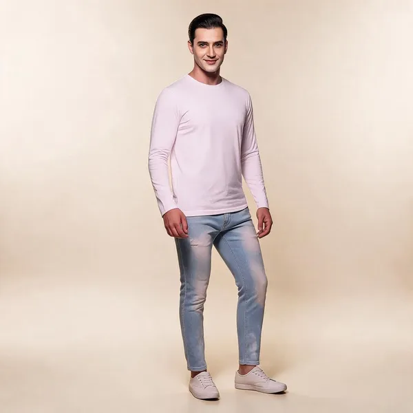 Pink_Regular_Fit_Full_Sleeve_T-Shirt_For_Men