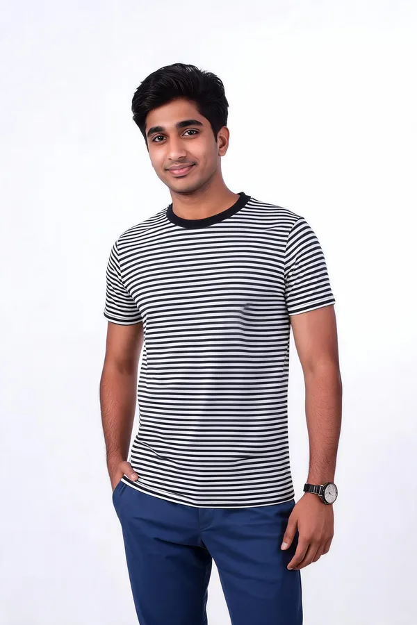 Black_And_White_Striped_Crew_Neck_T-Shirt_For_Men