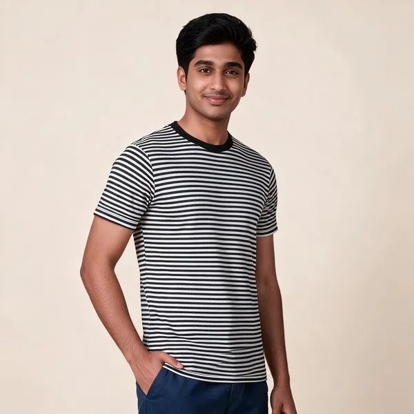 Black_And_White_Striped_Crew_Neck_T-Shirt_For_Men