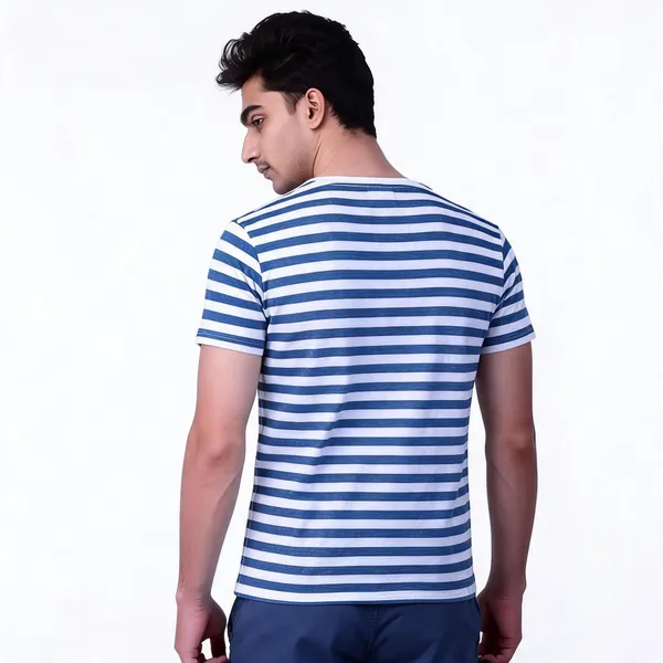 Blue_Striped_Casual_T-Shirt_For_Men